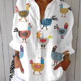 Ingrid | Blusa Juguetona con Gallinas