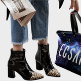 Diva - Botas de Charol con Estampado de Leopardo