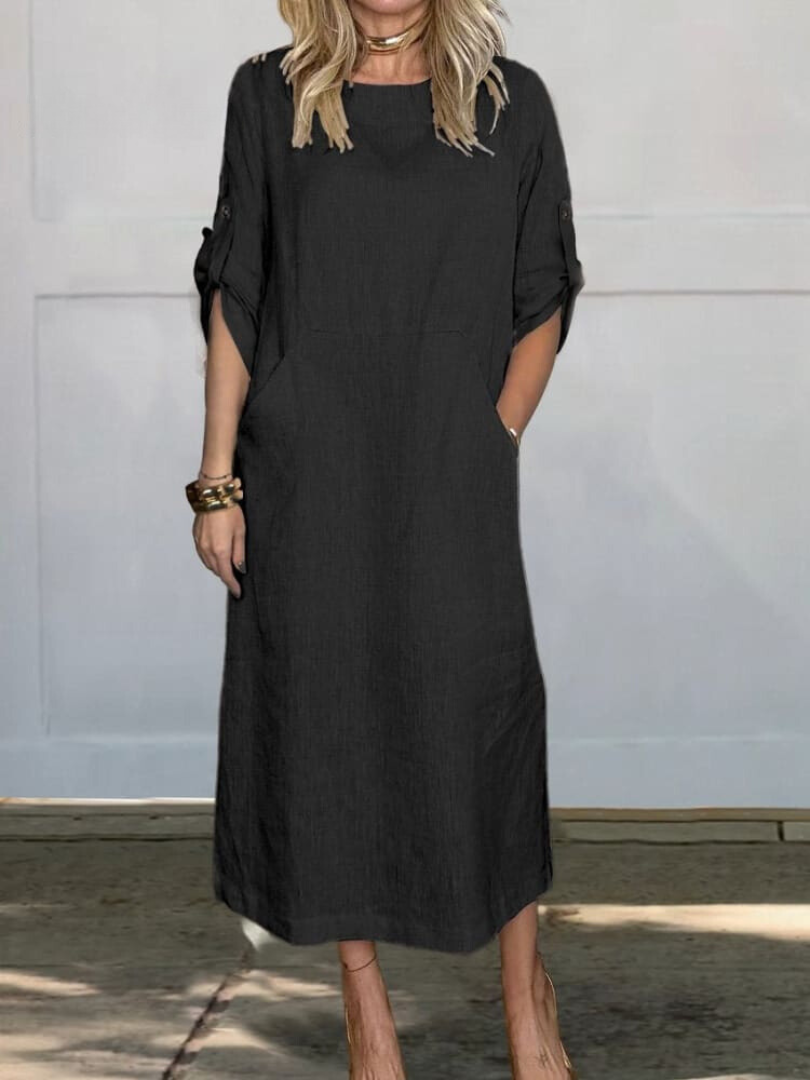 Mia™ - Vestido de Lino Sencillo y Cómodo con Bolsillos