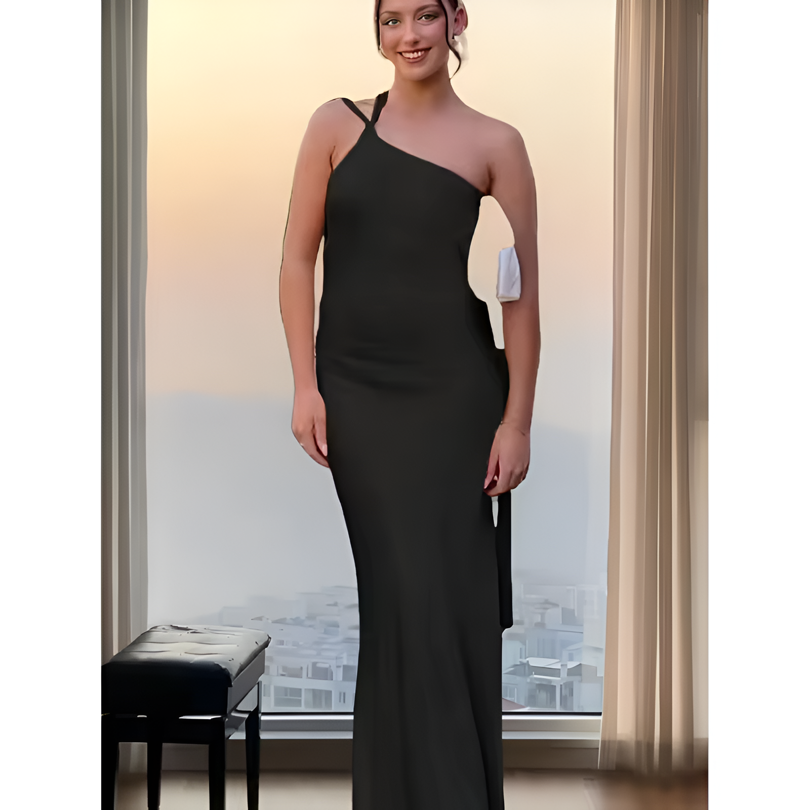 Vestido Sin Mangas de Niñas con Espalda Descubierta y Cuello Diagonal