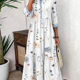 Elvienne | Vestido Maxi Fresco con Estampado y Cuello