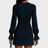 Débora - Mini Vestido de Ante con Encaje