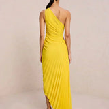 Sylviana - Vestido Midi Plisado de Un Hombro