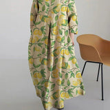 Basil - Vestido Midi Suelto con Estampado de Limón de Moda