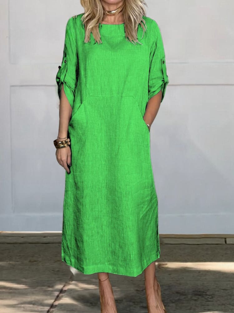 Mia™ - Vestido de Lino Sencillo y Cómodo con Bolsillos