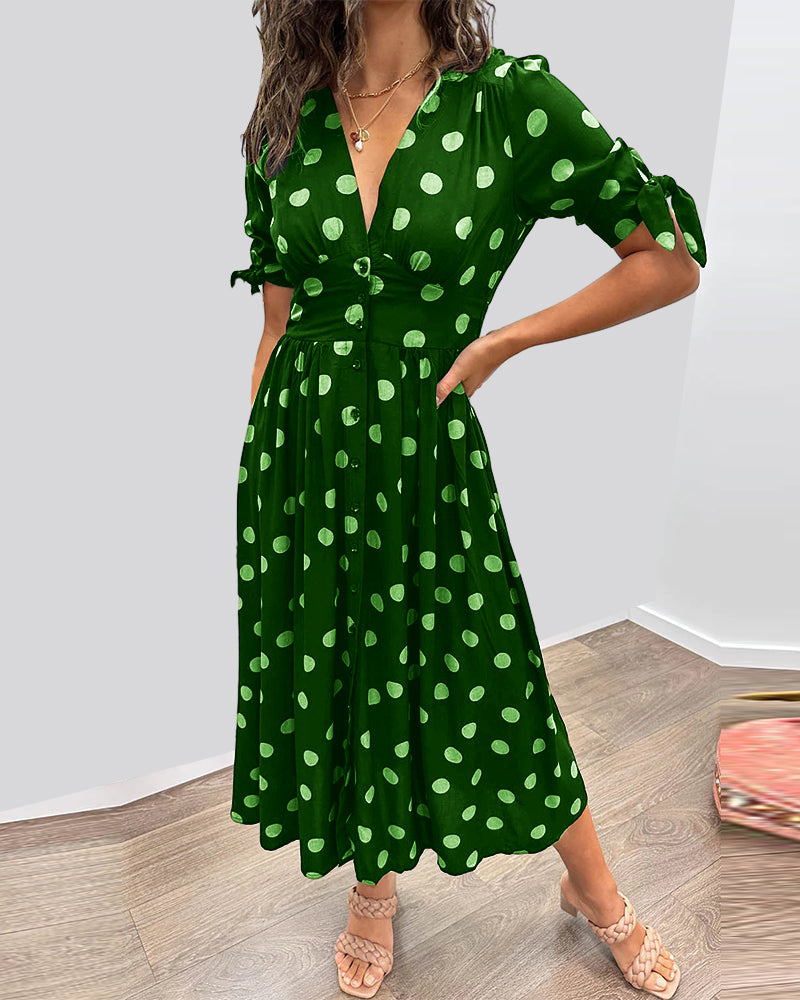 Maria | Vestido de Lunares con Botones