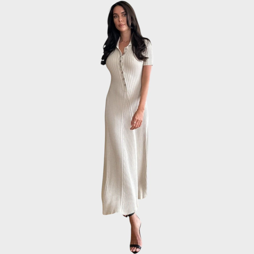 Esperanza Vestido de Malla con Decote en V y Botones