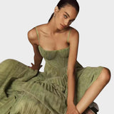 Amilia Vestido Midi Flare Plisado