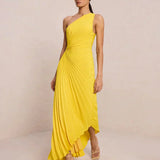 Sylviana - Vestido Midi Plisado de Un Hombro