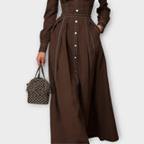 Vestido Midi Entallado con Botones Frontales