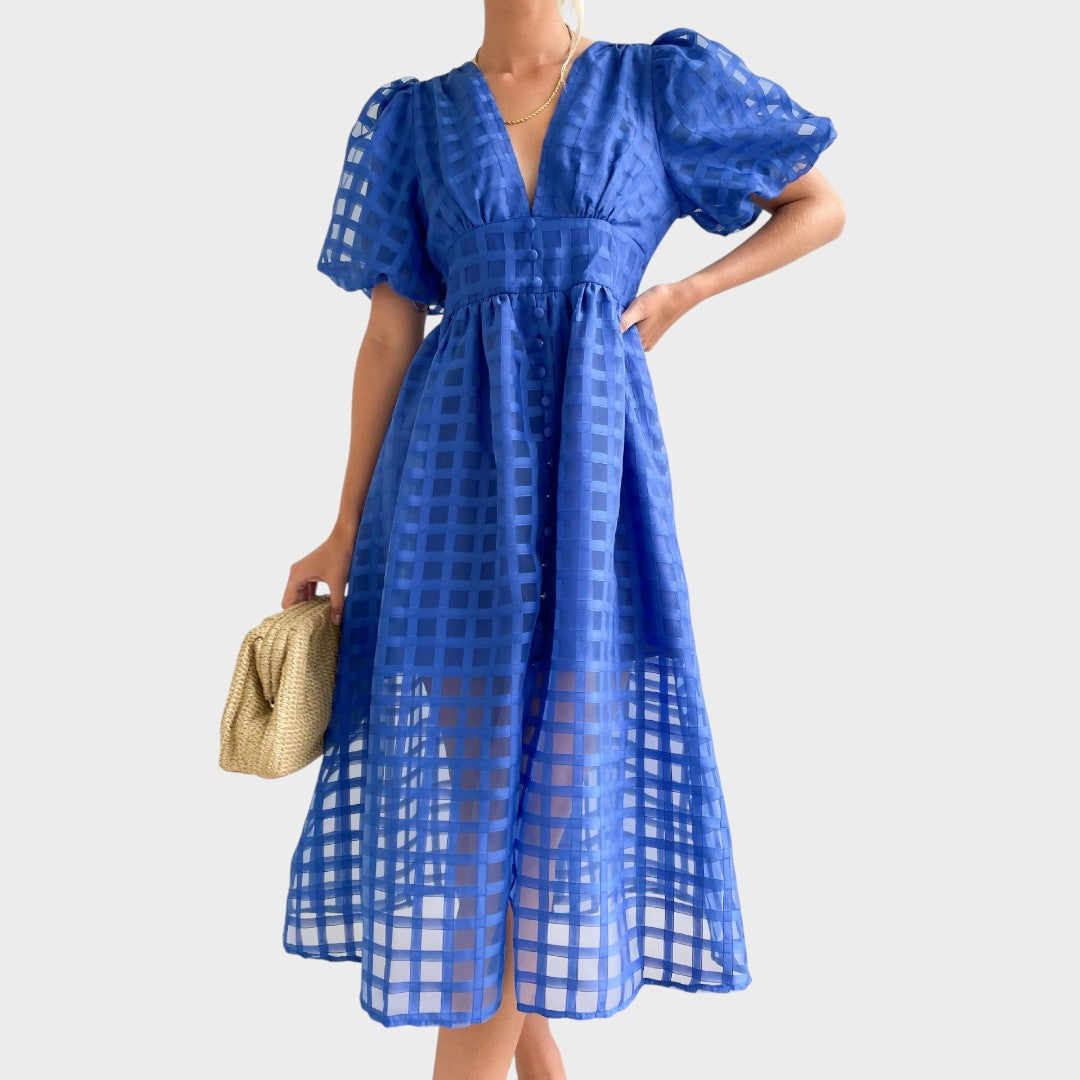Isla Vestido de Encaje con Mangas Acampanadas
