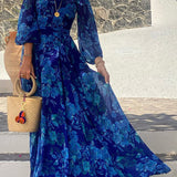 Calista | Vestido Maxi Floral con Hombros Descubiertos