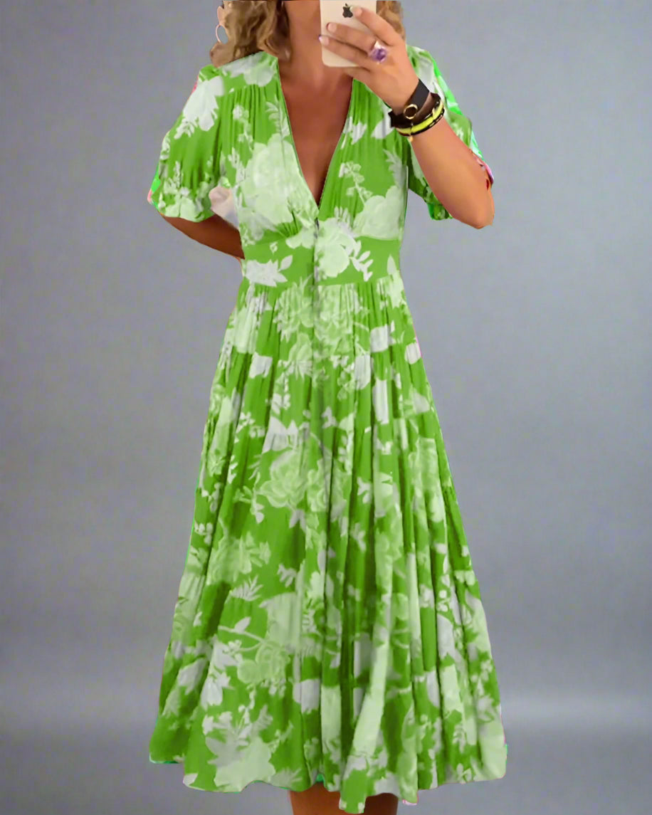 Mathilda | Vestido Floral de Día con Bolsillos Ocultos y Corte Femenino