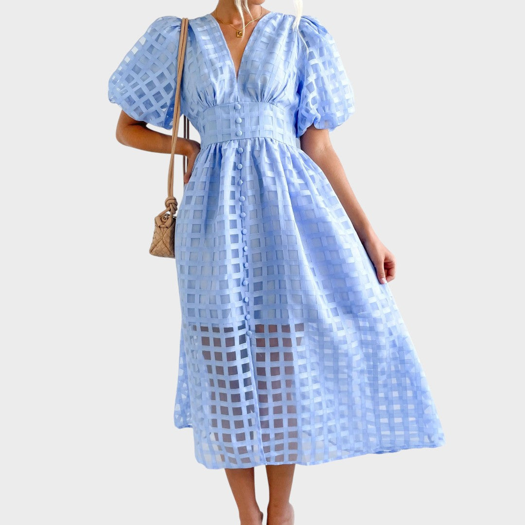 Isla Vestido de Encaje con Mangas Acampanadas