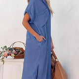 Samira-Vestido camisa con bolsillos fijos