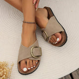 Maitane® | Beige Slipper Women'S Sandals With Large Buckle