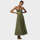 Amilia Vestido Midi Flare Plisado