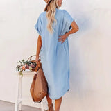 Samira-Vestido camisa con bolsillos fijos