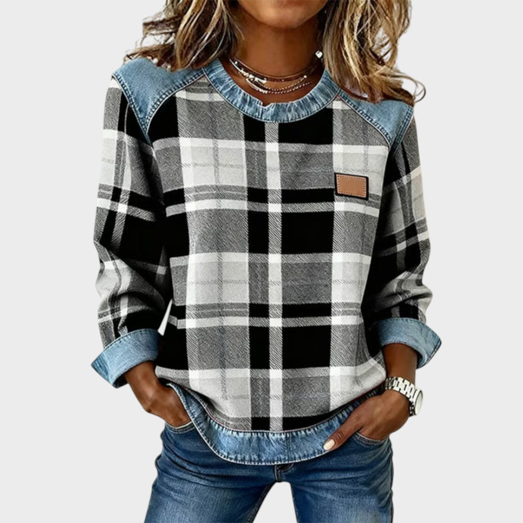 Iva Suéter con Detalles en Denim