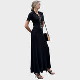 Esperanza Vestido de Malla con Decote en V y Botones