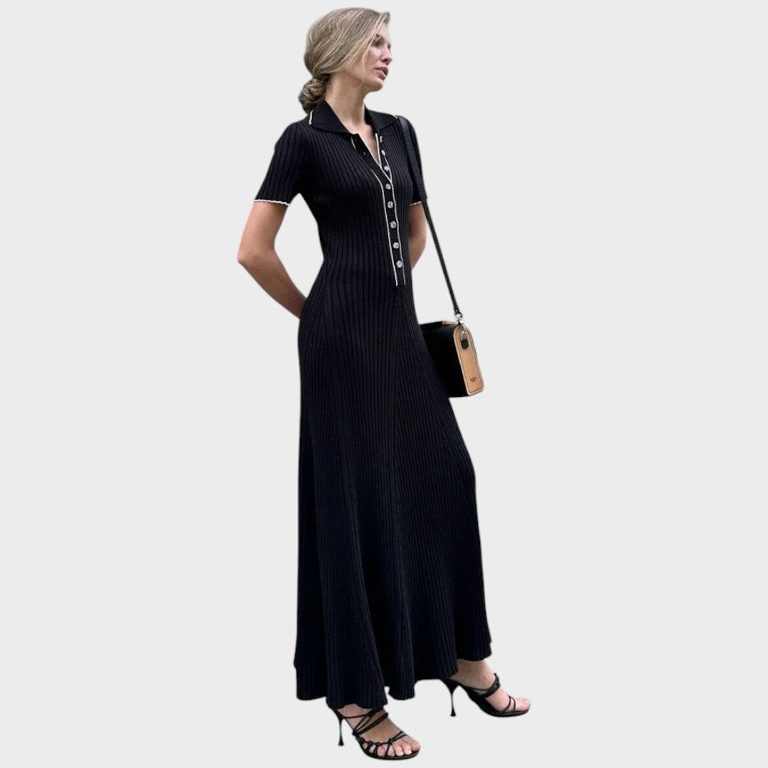 Esperanza Vestido de Malla con Decote en V y Botones