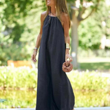 Brynn - Vestido Maxi de Algodón y Lino con Corte Halter para Mujeres