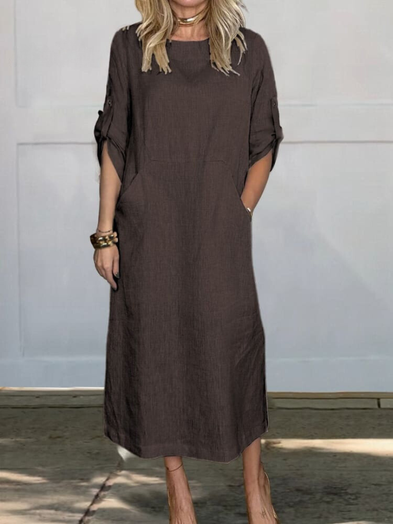 Mia™ - Vestido de Lino Sencillo y Cómodo con Bolsillos