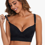 Yack Saint® Sujetador de cobertura total – Espalda lisa y máxima sujeción en negro