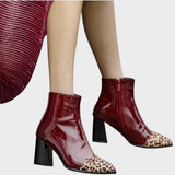 Diva - Botas de Charol con Estampado de Leopardo