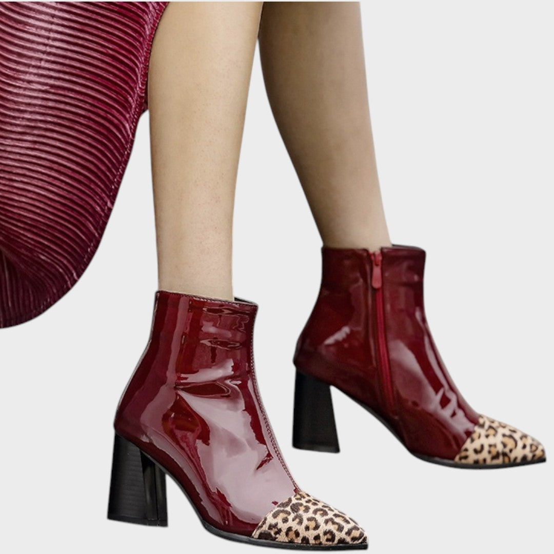 Diva - Botas de Charol con Estampado de Leopardo