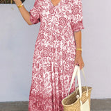 Sophia™ - Vestido V con Estampado Floral Elegante