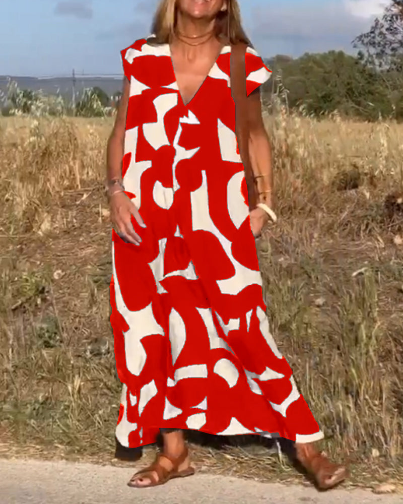 Sarinya - Vestido Impreso Con Escote en V