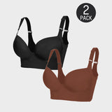 Sujetador push-up Yack Saint® con efecto alisador de espalda – Negro + Beige (pack de 2)