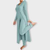 Conjunto Lounge de Punto Acanalado con Túnica de Escote en V