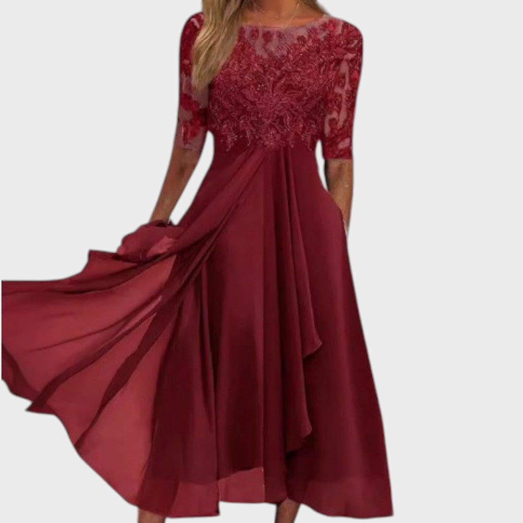 Gabhi Vestido Midi Con Detalles De Encaje