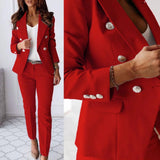 Traje Doble Abotonado para Mujeres – Blazer a Medida y Pantalones Elegantes