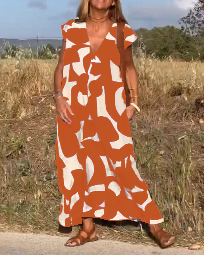 Sarinya - Vestido Impreso Con Escote en V