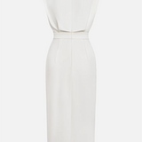 Malene™ | Vestido Midi Sólido con Abertura de Botones y Escote Redondo