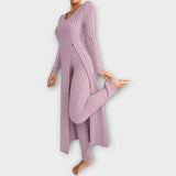 Conjunto Lounge de Punto Acanalado con Túnica de Escote en V