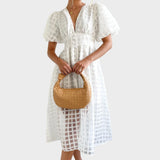 Isla Vestido de Encaje con Mangas Acampanadas
