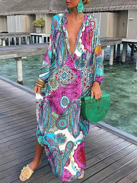 Bea - Vestido Maxi de Cuello en V
