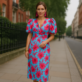 Arielle | Vestido Colorido con Mangas Plisadas