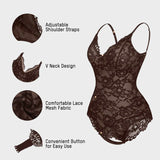 Body con escote en V profundo, tanga y efecto moldeador