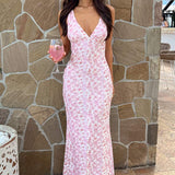 Farida - Vestido Maxi de Encaje Rosa