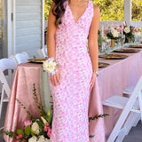 Farida - Vestido Maxi de Encaje Rosa