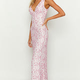 Farida - Vestido Maxi de Encaje Rosa