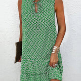 Nicole | Vestido Sin Mangas con Volantes y Estampado