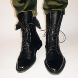Gabriela | Botas De Cuero Sintético Negro De Alta Calidad