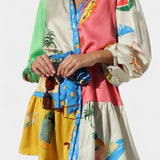 Fallon Vestido Mini Impreso Multi-Color