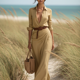 Vestido Maxi Ilona – Chic y Atemporal en Caqui